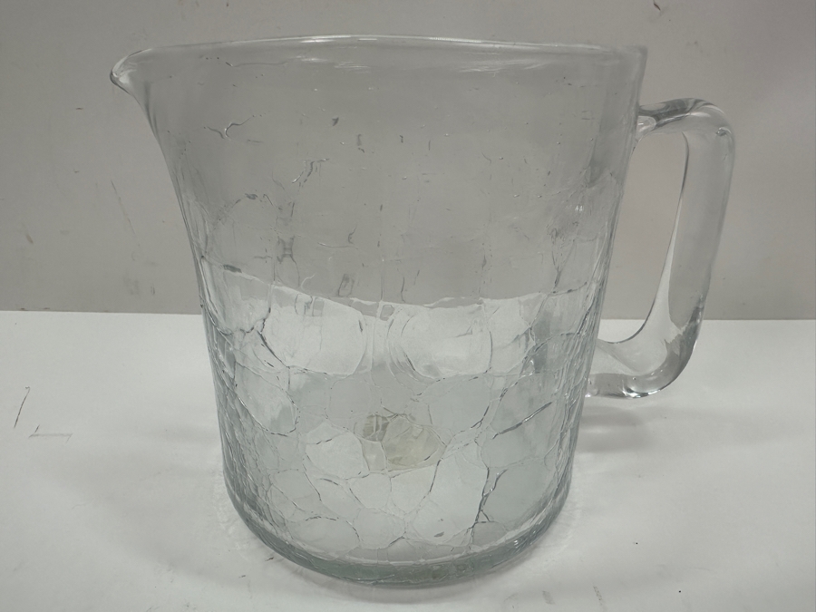 Vintage Blenko Clear Crackle Glass Pitcher 5.75' H [Photo 2]
