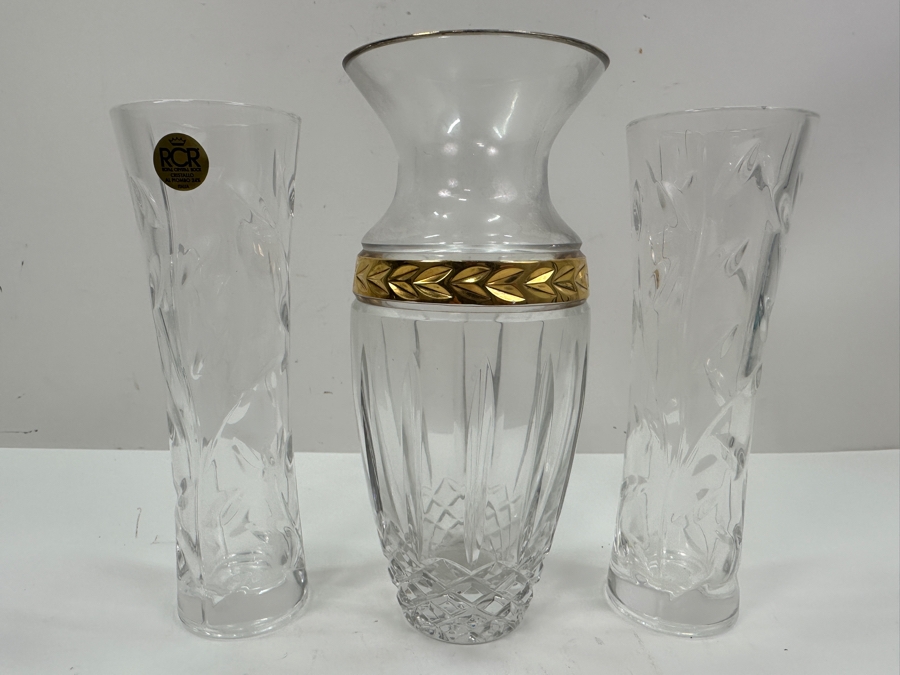Lenox Majestic Vase 8' H and Set of 2 Royal Crystal Rock Vases 7.5' H [Photo 2]