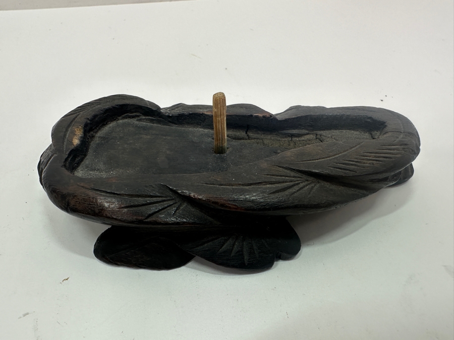 Vintage Signed Carved Stone Japanese Figurine On Wooden Base [Photo 9]