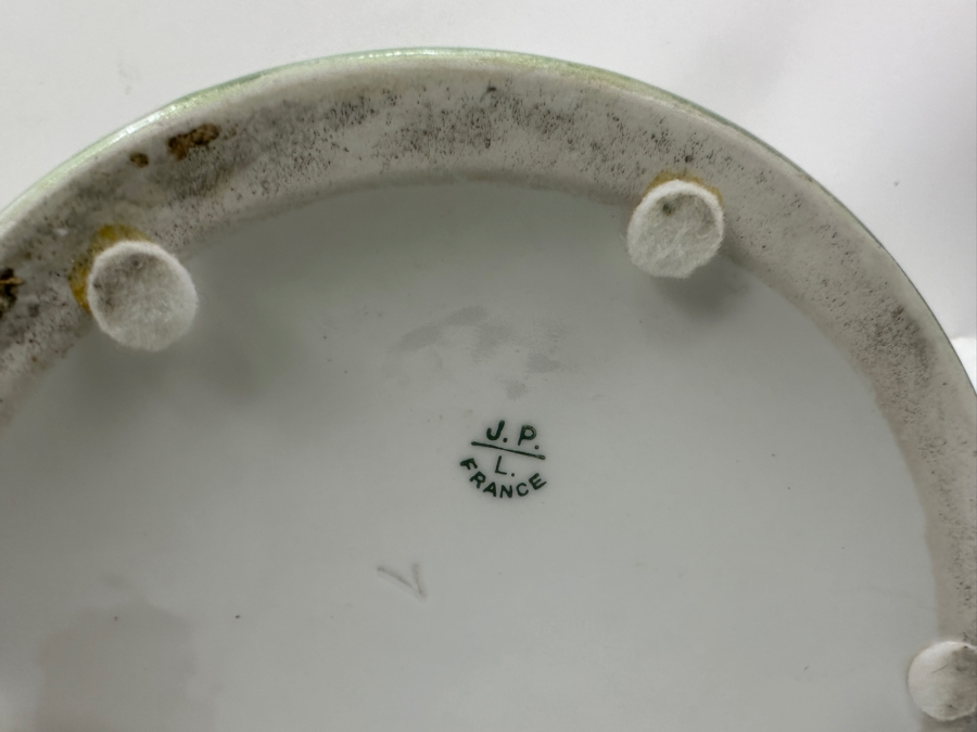 Antique French Jean Pouyat Ruffled Water Pitcher With Dragon Handle 14.5' H See Photos For Repair In Rim Goes with Mugs Item #67632 [Photo 10]