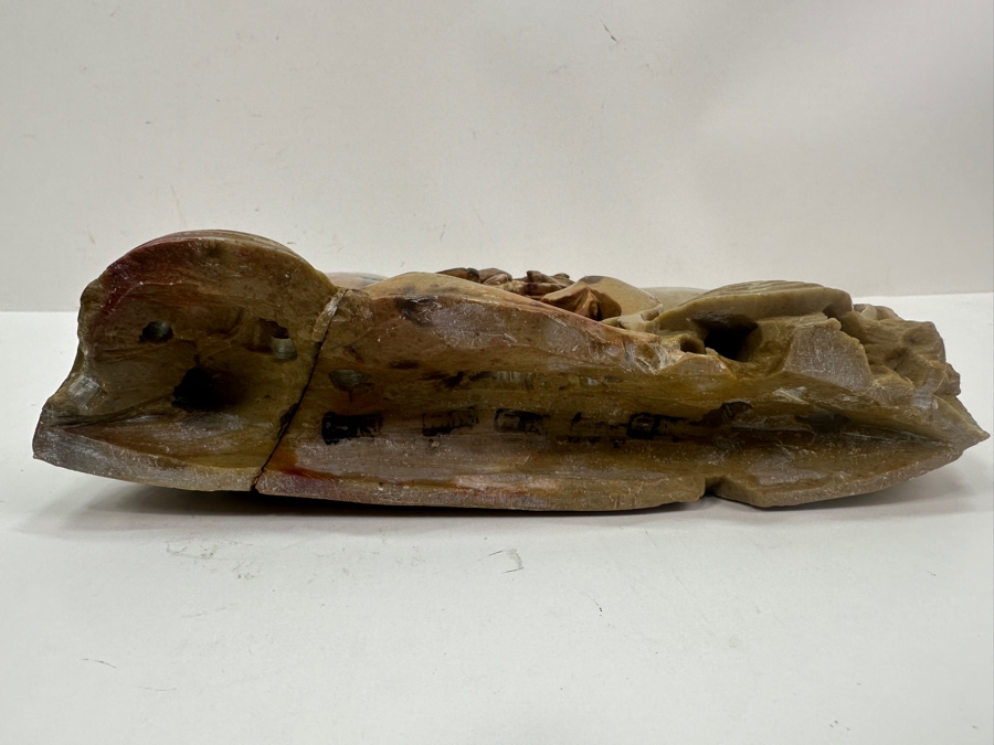 Vintage Chinese Carved Soapstone Double Vase With Dragon Design 9W X 8H [Photo 8]