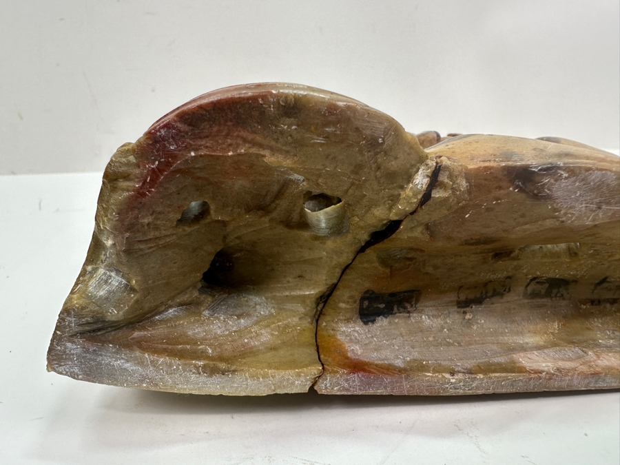 Vintage Chinese Carved Soapstone Double Vase With Dragon Design 9W X 8H [Photo 9]