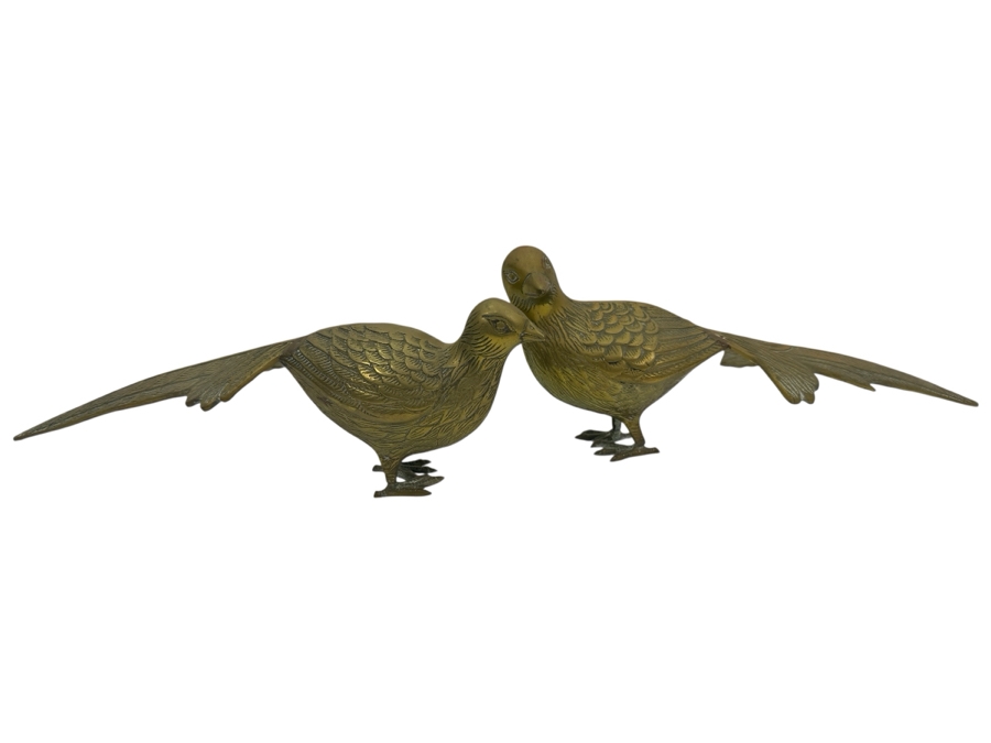 Pair of Vintage Brass Pheasants 15'L [Photo 1]