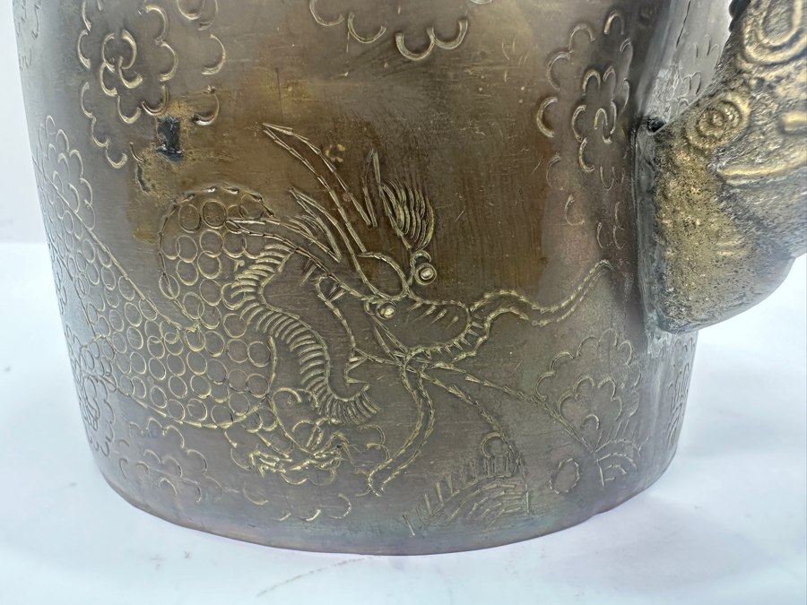 Vintage Chinese Brass Teapot With Dragon Design 6' x 6' [Photo 14]