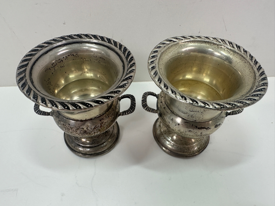 Pair Of Weighted Sterling Silver Trophy Urn Toothpick Holder Cups By Preisner 3'H [Photo 3]