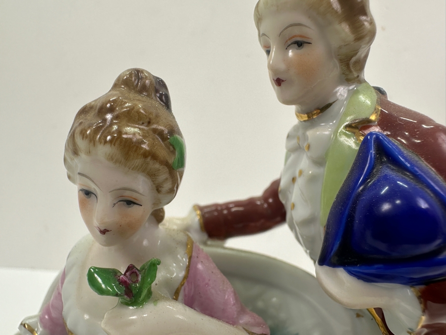 Vintage Hand Painted Porcelian Figurine On Brass Base 6W X 6.5H [Photo 7]