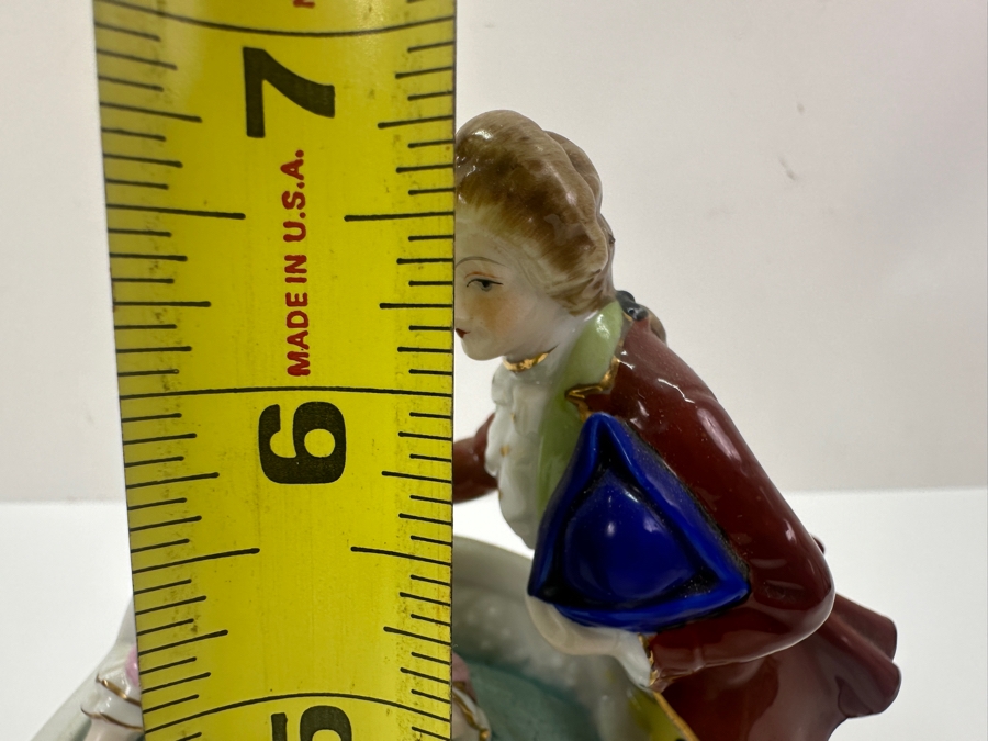 Vintage Hand Painted Porcelian Figurine On Brass Base 6W X 6.5H [Photo 8]