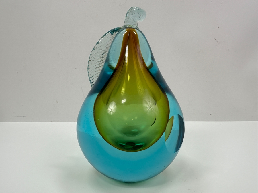 Vintage Murano Glass Sommerso Art Pear Bookend 6.5' H [Photo 4]