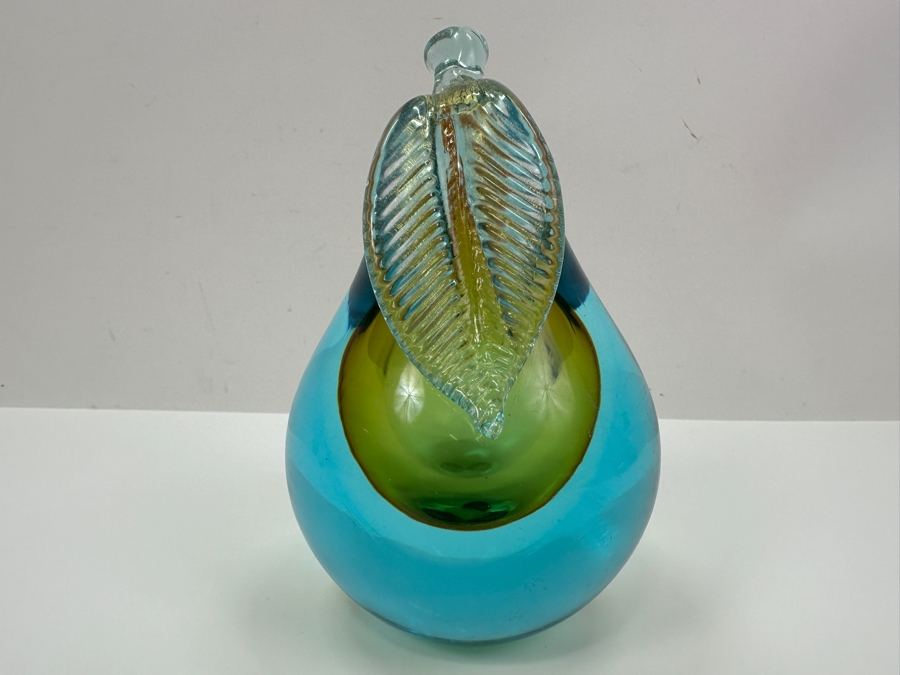 Vintage Murano Glass Sommerso Art Pear Bookend 6.5' H [Photo 2]
