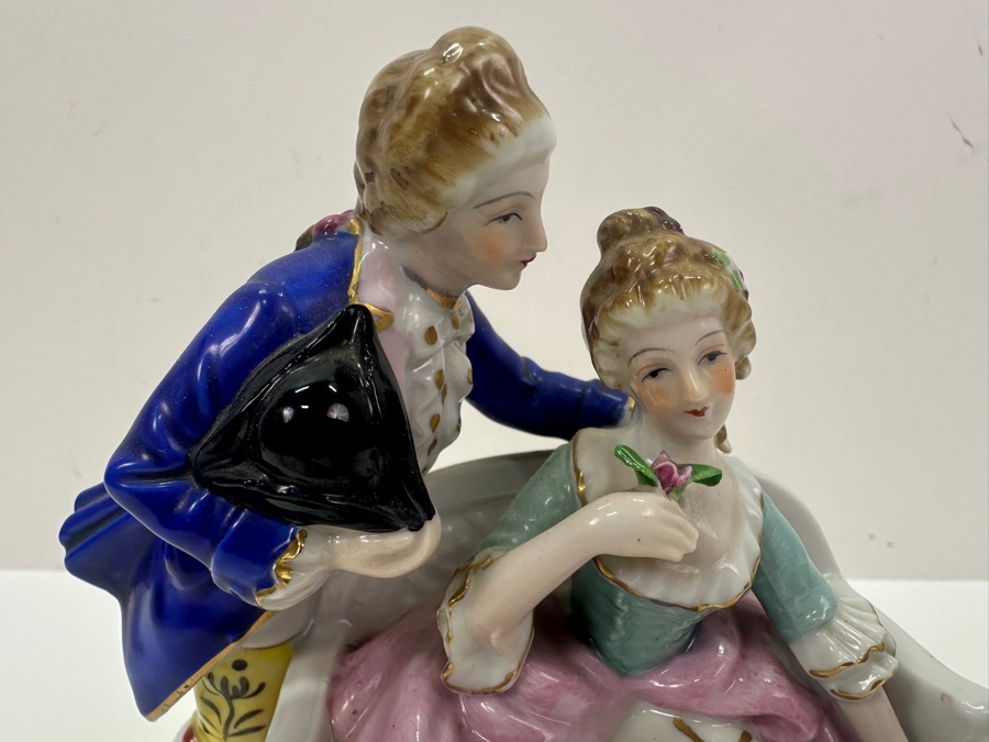 Vintage Hand Painted Porcelian Figurine On Brass Base 6W X 6.5H [Photo 2]