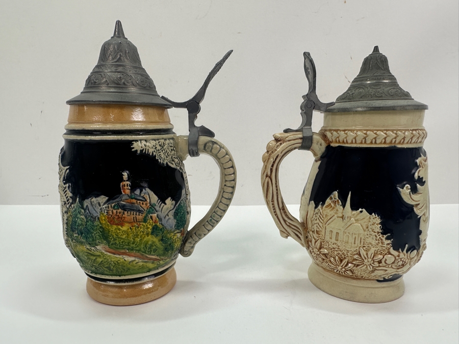 Pair Of German Beer Steins: One With Anheuser Busch, One With Army Aviation Association USAREUR 7'H [Photo 4]