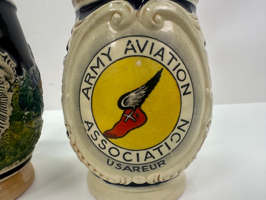 Pair Of German Beer Steins: One With Anheuser Busch, One With Army Aviation Association USAREUR 7'H [Photo 2]