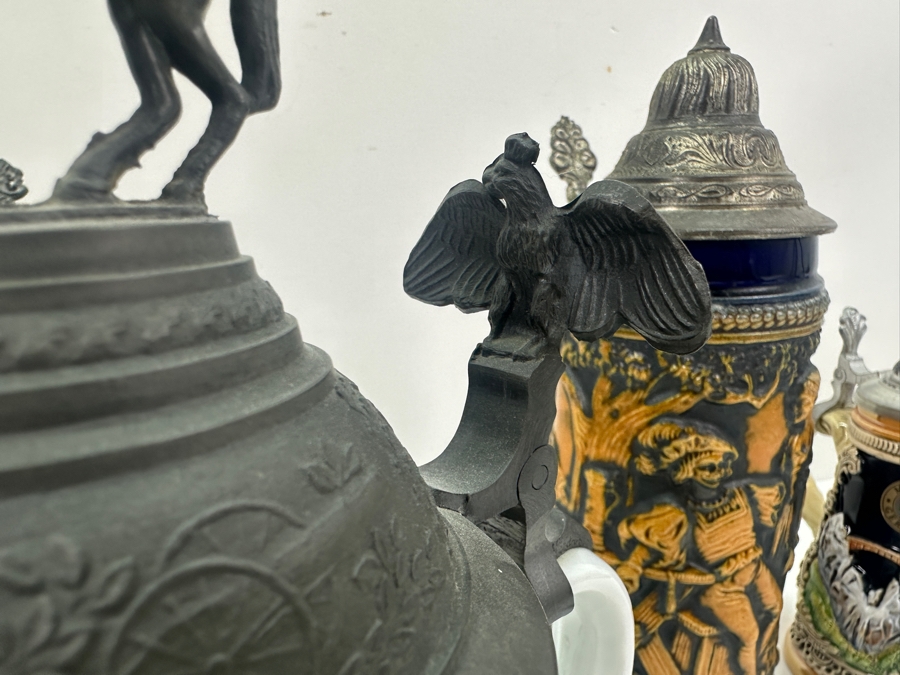 (5) Vintage German Beer Steins: Kaiser, Gerz, One Limited Edition Stein & More 6'H To 9.5'H [Photo 8]