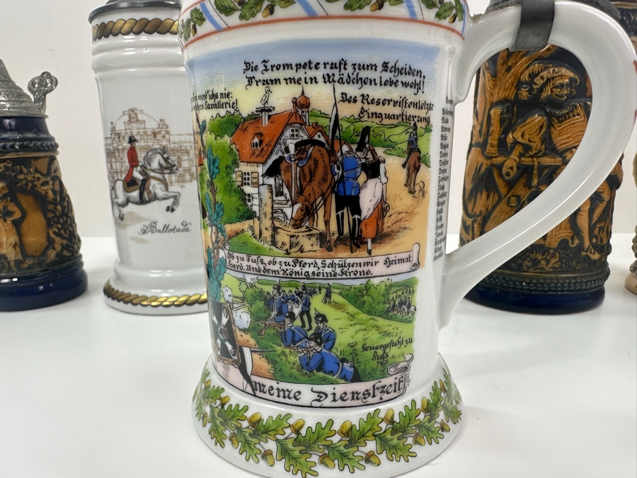 (5) Vintage German Beer Steins: Kaiser, Gerz, One Limited Edition Stein & More 6'H To 9.5'H [Photo 9]
