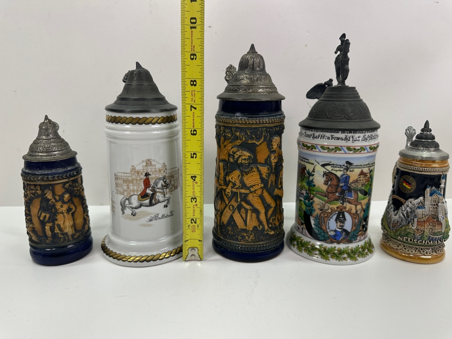 (5) Vintage German Beer Steins: Kaiser, Gerz, One Limited Edition Stein & More 6'H To 9.5'H [Photo 20]
