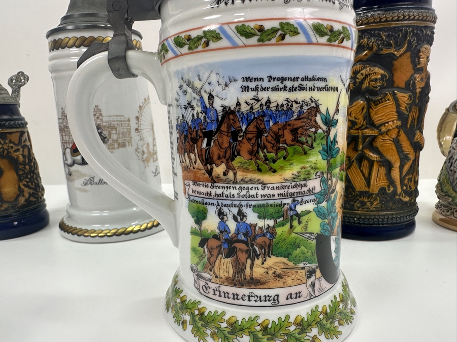 (5) Vintage German Beer Steins: Kaiser, Gerz, One Limited Edition Stein & More 6'H To 9.5'H [Photo 11]