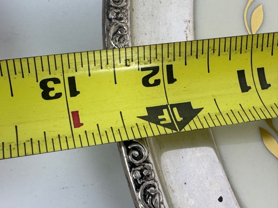 Fisher Sterling Silver Rimmed California Indians Trophy Plate Engraved 'Skeet' With 10.5' Golden Wreath By Lenox Plate - Plate Weighs Approximately 510g (Total Weight 712g) - Apx Sterling Silver Weight Is 219g - Apx Silver Melt Value = $198 [Photo 6]