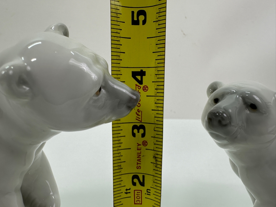 Pair of Lladro Porcelain Polar Bear Figurines Model #1207 and Model #1208 5' H [Photo 7]