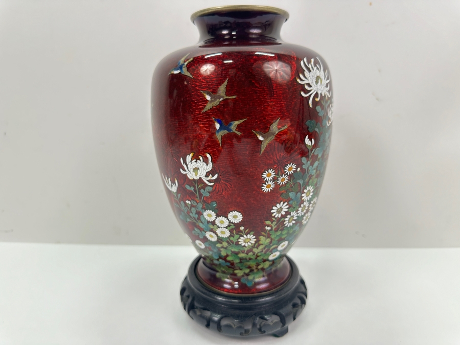 Vintage Japanese Cloisonne Vase 7.5' H [Photo 2]