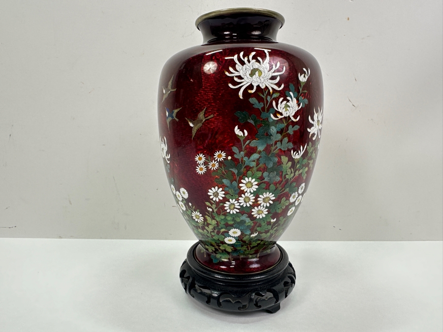 Vintage Japanese Cloisonne Vase 7.5' H [Photo 3]