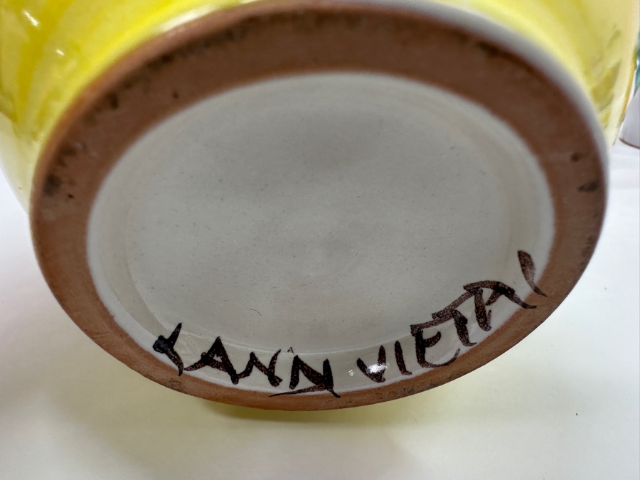 Hand Painted Italian Ceramic Lot With Bottles, Cups & Pair Of Oil & Vinegar Dispensers [Photo 11]