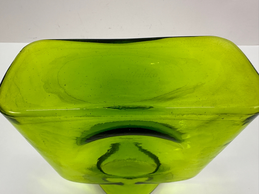 Vintage Blenko Glass Double Spout Pitcher Water Jug Carafe 8' H [Photo 4]