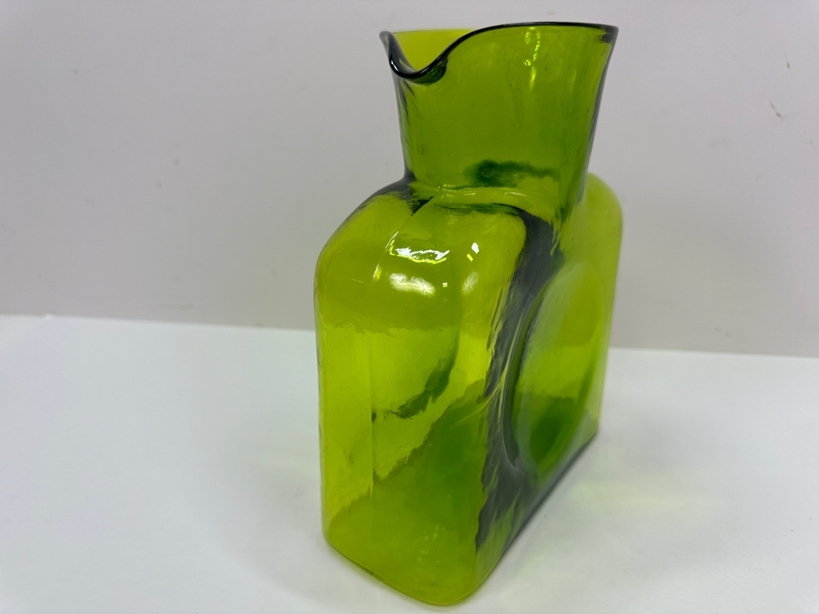 Vintage Blenko Glass Double Spout Pitcher Water Jug Carafe 8' H [Photo 3]