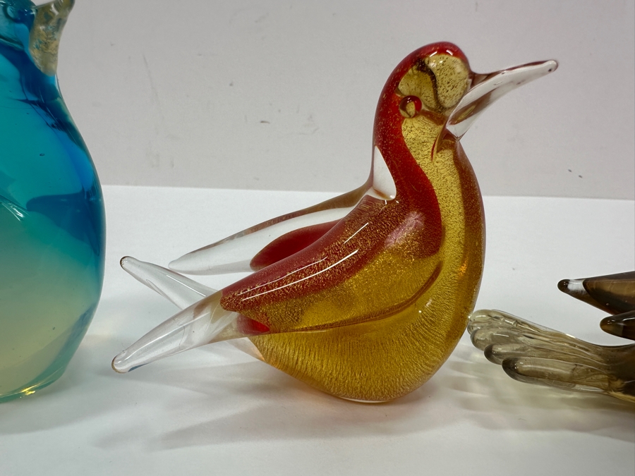 (3) Murano Glass Bird Figurines 4'W & 3.5'W [Photo 9]