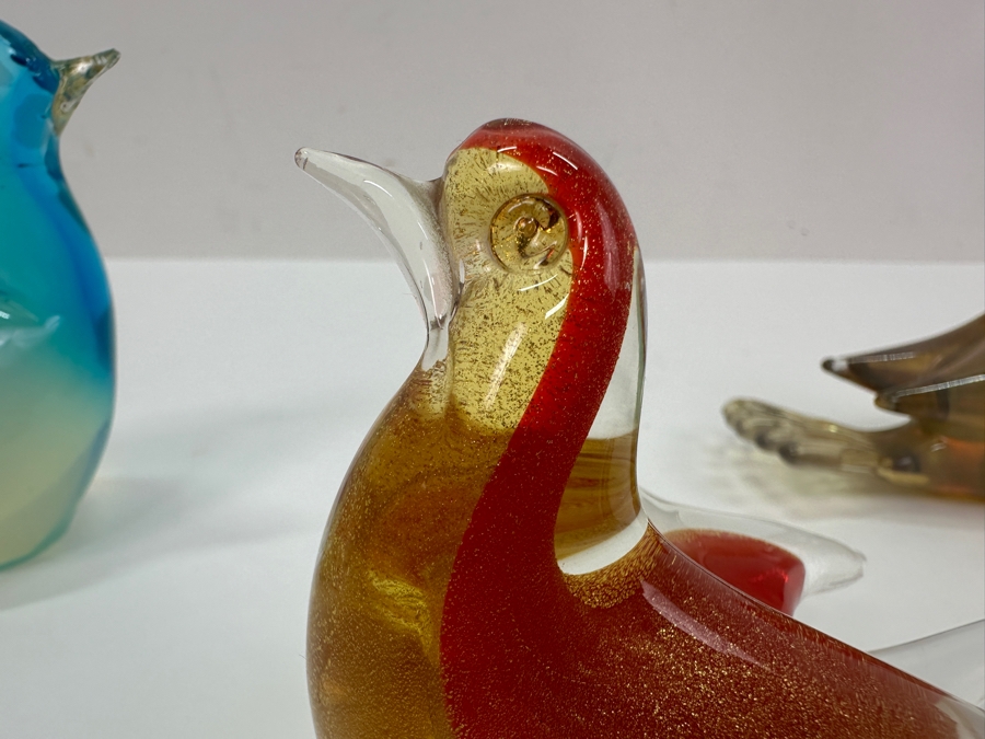 (3) Murano Glass Bird Figurines 4'W & 3.5'W [Photo 11]