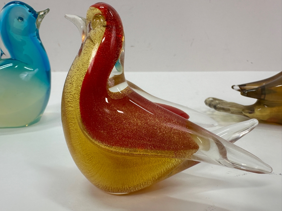 (3) Murano Glass Bird Figurines 4'W & 3.5'W [Photo 10]