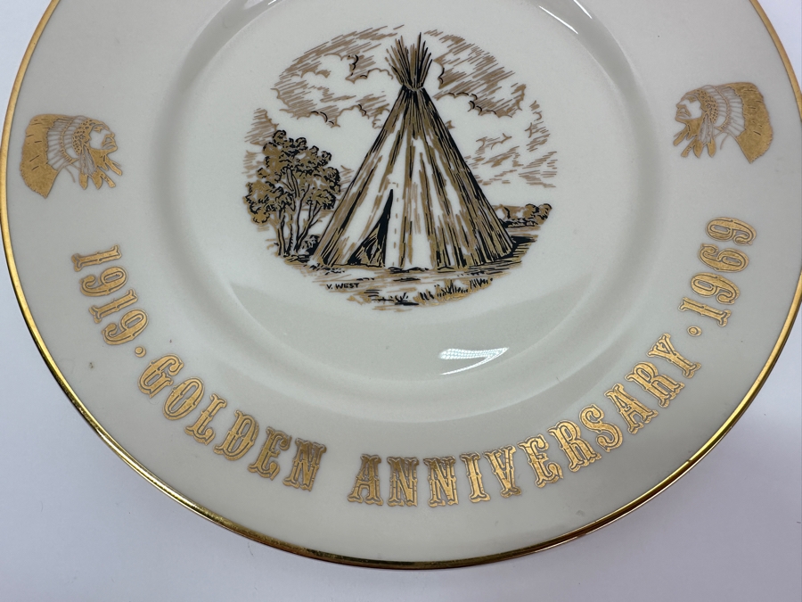 Vintage 1969 California Indians 1919 Golden Anniversary Plate 10.5'W Viletta's Arts Roseburg, OR [Photo 5]