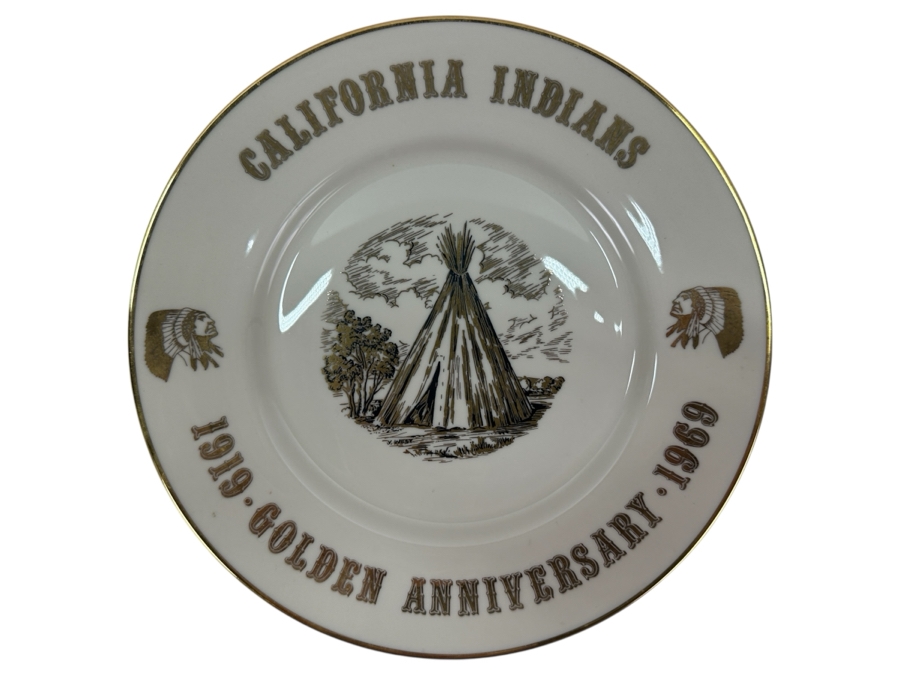 Vintage 1969 California Indians 1919 Golden Anniversary Plate 10.5'W Viletta's Arts Roseburg, OR [Photo 1]