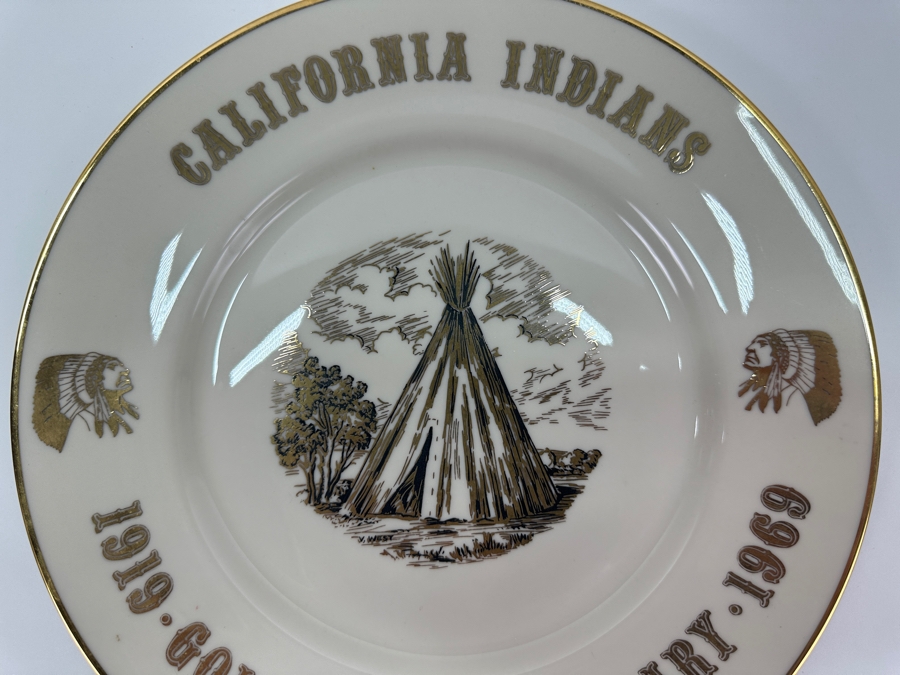 Vintage 1969 California Indians 1919 Golden Anniversary Plate 10.5'W Viletta's Arts Roseburg, OR [Photo 2]