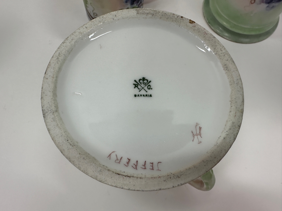 Hand Painted Grape Design RC Bavaria Mugs Tankards Steins 4.75'H Goes with Item #67599 Tall Pitcher [Photo 4]