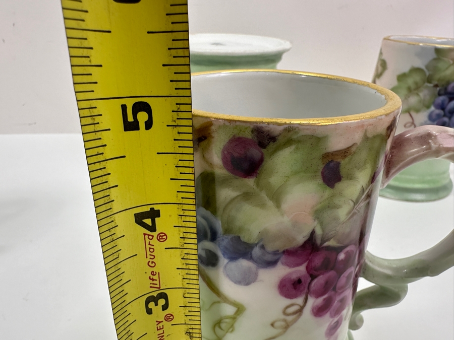 Hand Painted Grape Design RC Bavaria Mugs Tankards Steins 4.75'H Goes with Item #67599 Tall Pitcher [Photo 7]