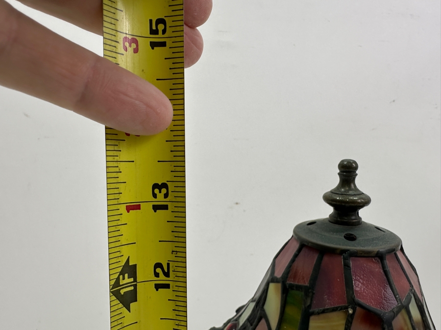 Tiffany Style Stained Glass Lamp With Dragonfly Design 13.5' H [Photo 7]