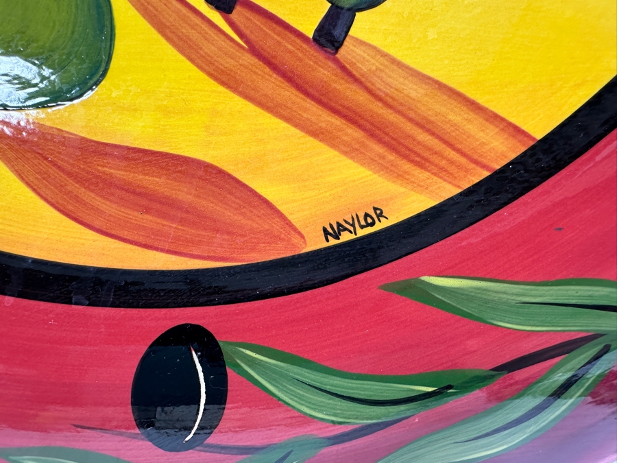 Large Hand Painted Naylor Arts Bowl Titled 'Tuscan Hills' Made In White Salmon, WA 17.5W X 3.5H [Photo 3]