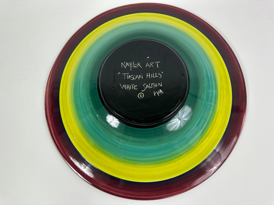 Large Hand Painted Naylor Arts Bowl Titled 'Tuscan Hills' Made In White Salmon, WA 17.5W X 3.5H [Photo 6]