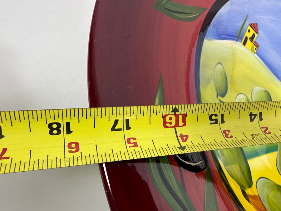 Large Hand Painted Naylor Arts Bowl Titled 'Tuscan Hills' Made In White Salmon, WA 17.5W X 3.5H [Photo 8]