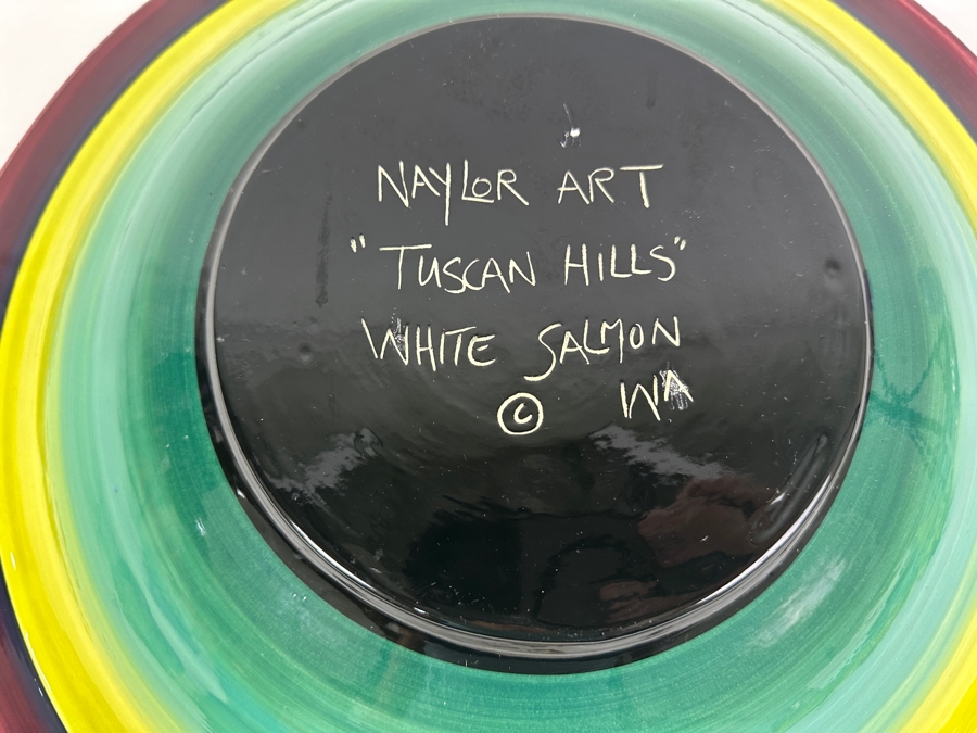 Large Hand Painted Naylor Arts Bowl Titled 'Tuscan Hills' Made In White Salmon, WA 17.5W X 3.5H [Photo 7]