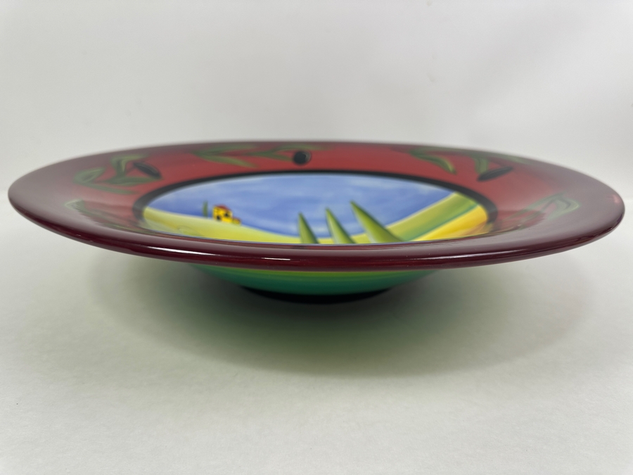 Large Hand Painted Naylor Arts Bowl Titled 'Tuscan Hills' Made In White Salmon, WA 17.5W X 3.5H [Photo 5]