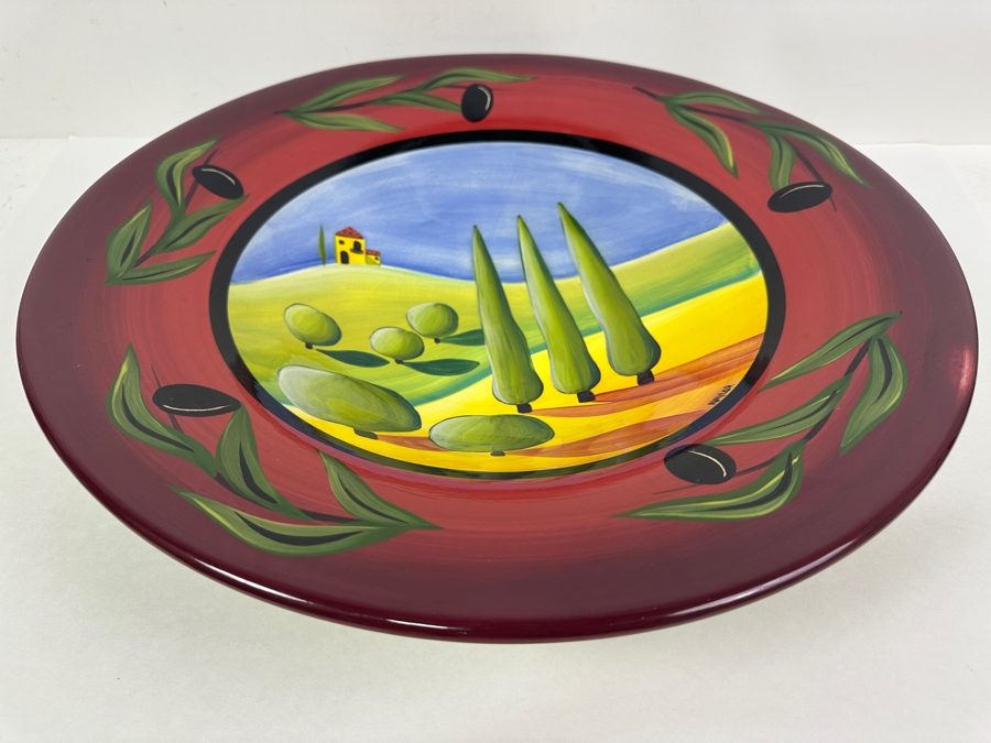 Large Hand Painted Naylor Arts Bowl Titled 'Tuscan Hills' Made In White Salmon, WA 17.5W X 3.5H [Photo 4]