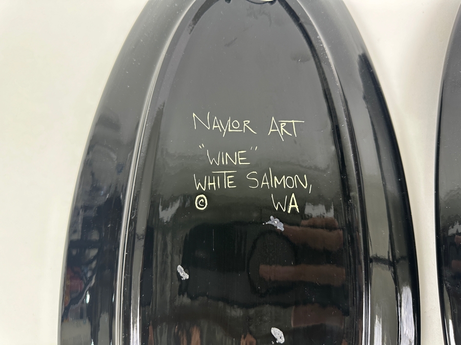 Pair Of Hand Painted Naylor Art Oval 'Wine' Platters Chardonnay & Pino Noir Made In White Salmon, WA 9W X 20.5L [Photo 9]