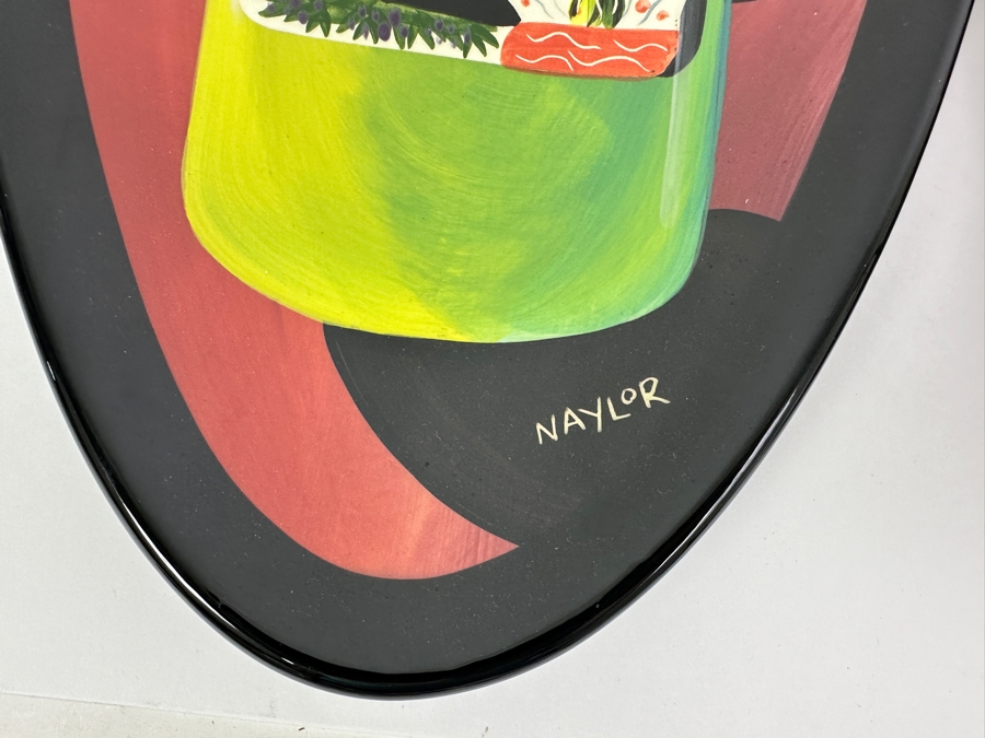 Pair Of Hand Painted Naylor Art Oval 'Wine' Platters Chardonnay & Pino Noir Made In White Salmon, WA 9W X 20.5L [Photo 2]