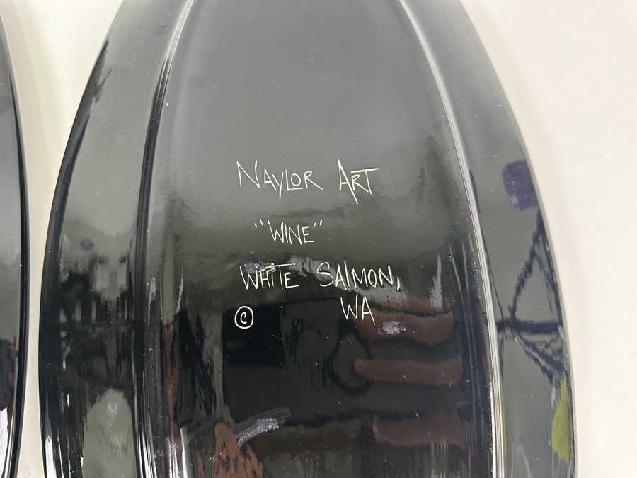 Pair Of Hand Painted Naylor Art Oval 'Wine' Platters Chardonnay & Pino Noir Made In White Salmon, WA 9W X 20.5L [Photo 10]