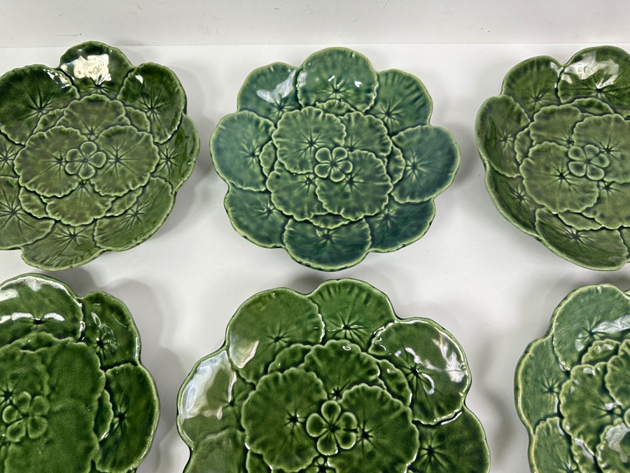 (9) Faience's Belo Portugal Majolica Green Leaf Salad Desert Plate 8'W [Photo 4]