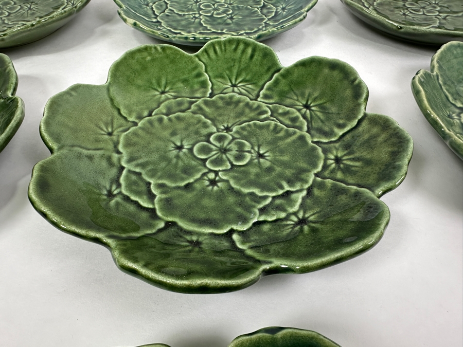 (9) Faience's Belo Portugal Majolica Green Leaf Salad Desert Plate 8'W [Photo 3]