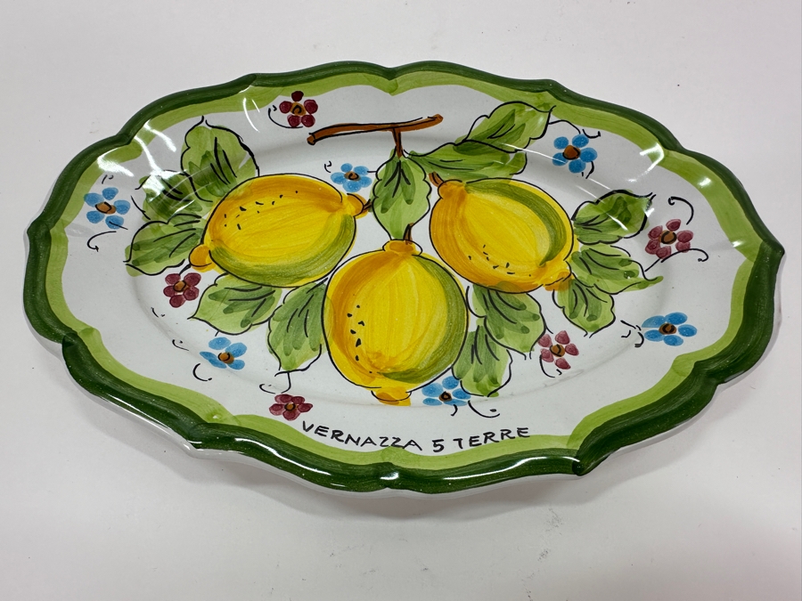 Small Hand Painted Italian 9'W Dish With Matching 5.5'H Pitcher [Photo 2]