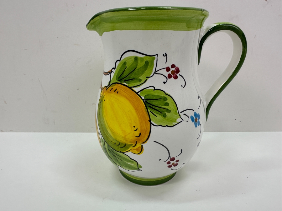 Small Hand Painted Italian 9'W Dish With Matching 5.5'H Pitcher [Photo 4]