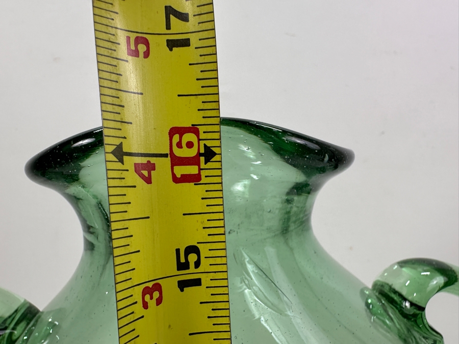 Hand Blown Green Glass Jug with Handles 11.5' x 16' [Photo 5]